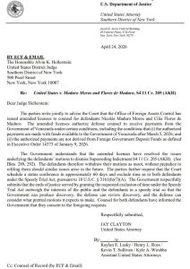 Autorizan al Gobierno de Venezuela a pagar defensa de Maduro y Cilia