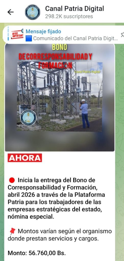 Pagan bono "Corresponsabilidad y Formación" de abril a trabajadores de empresas estratégicas