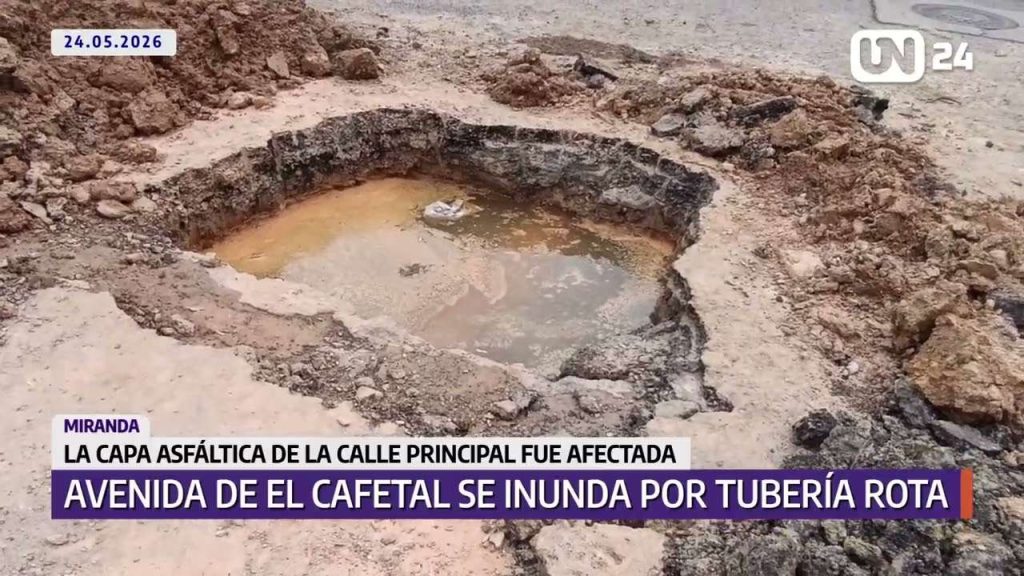 Avenida de El Cafetal se inunda por rotura de tubería