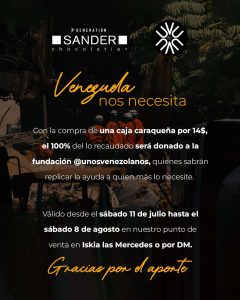 Sander donará ventas de su caja de chocolates “caraqueña”