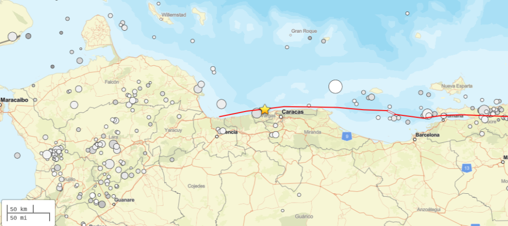 Servicio geológico de los Estados Unidos reubicó epicentro del segundo sismo del 24J a 17 kms al oeste de Catia La Mar