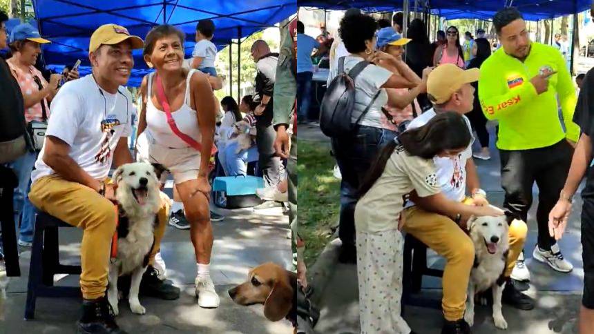 Perro rescatista Tsunami visitó la UCV este 2 de agosto mientras reparan mural en su honor